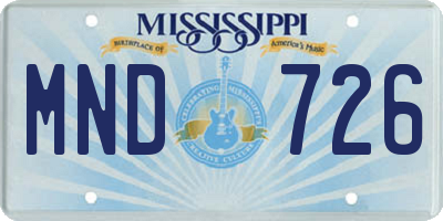 MS license plate MND726