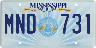 MS license plate MND731