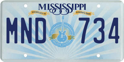 MS license plate MND734