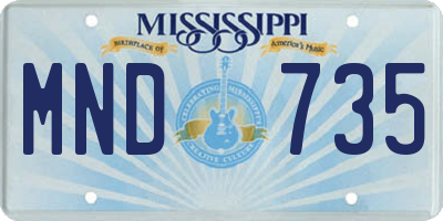 MS license plate MND735