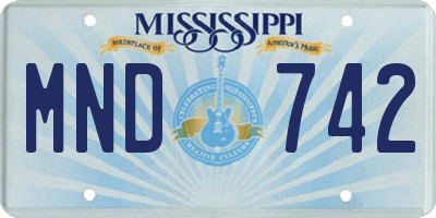 MS license plate MND742