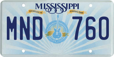 MS license plate MND760