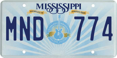 MS license plate MND774