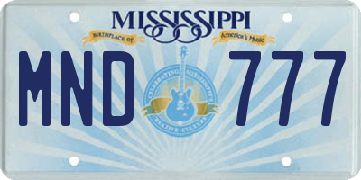 MS license plate MND777