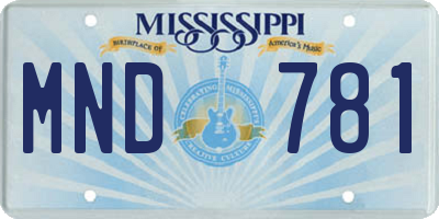 MS license plate MND781