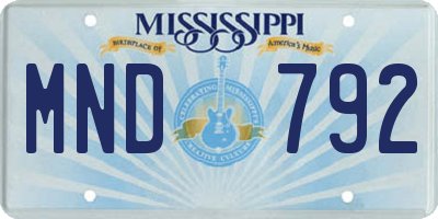 MS license plate MND792
