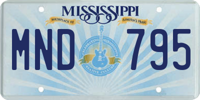 MS license plate MND795