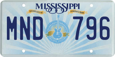 MS license plate MND796