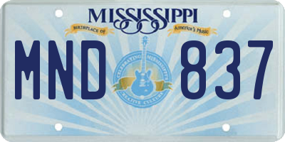 MS license plate MND837