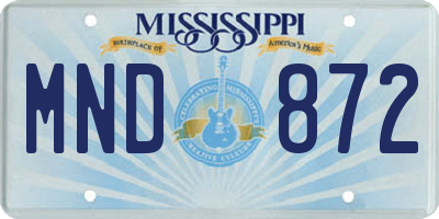 MS license plate MND872