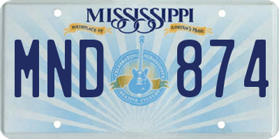 MS license plate MND874