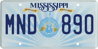 MS license plate MND890