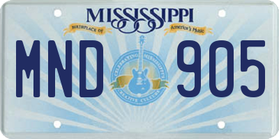 MS license plate MND905