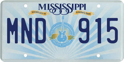 MS license plate MND915