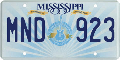 MS license plate MND923
