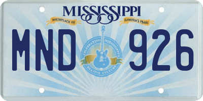 MS license plate MND926