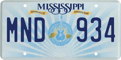 MS license plate MND934