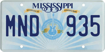 MS license plate MND935
