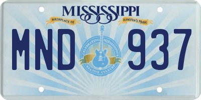 MS license plate MND937