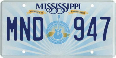 MS license plate MND947