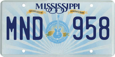 MS license plate MND958