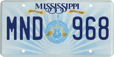 MS license plate MND968