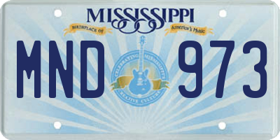 MS license plate MND973