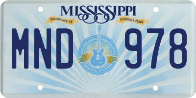 MS license plate MND978