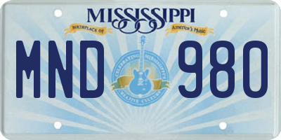 MS license plate MND980