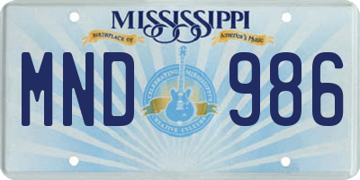MS license plate MND986