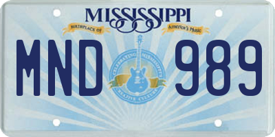 MS license plate MND989