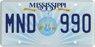 MS license plate MND990