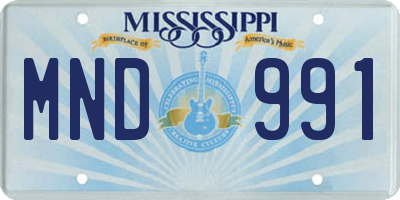 MS license plate MND991