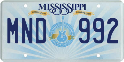MS license plate MND992