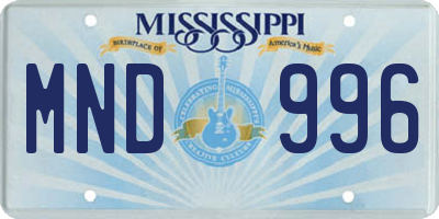 MS license plate MND996
