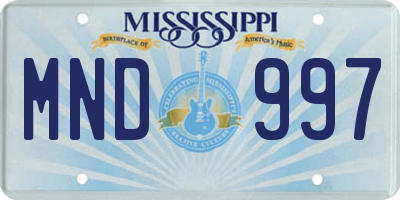 MS license plate MND997