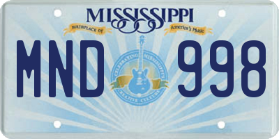 MS license plate MND998