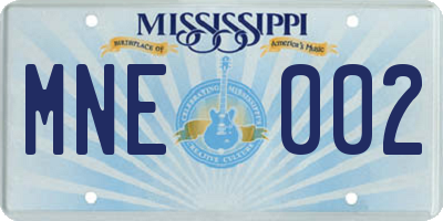 MS license plate MNE002
