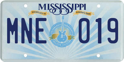 MS license plate MNE019
