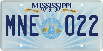 MS license plate MNE022