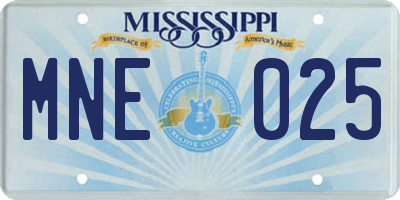 MS license plate MNE025