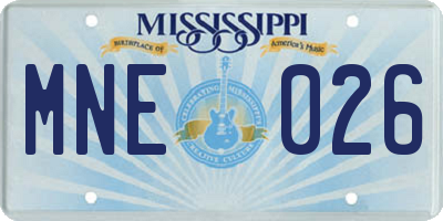 MS license plate MNE026