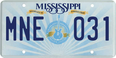 MS license plate MNE031