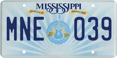 MS license plate MNE039
