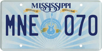 MS license plate MNE070