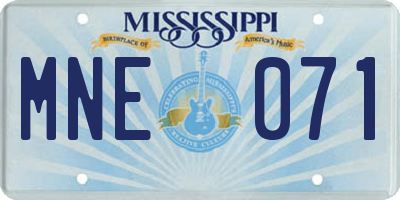MS license plate MNE071