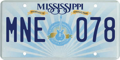 MS license plate MNE078