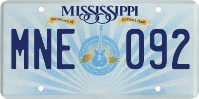MS license plate MNE092