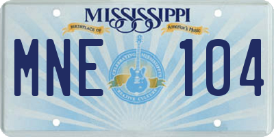 MS license plate MNE104