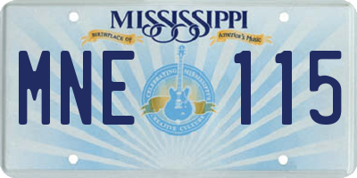 MS license plate MNE115